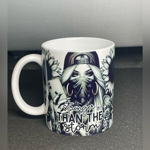 Stronger Than The Storm Graphic Ceramic Mug - Black & White